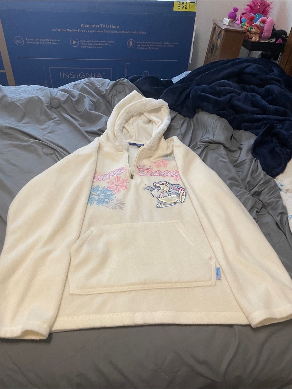 Disney Cream Hoodie with Pastel Pink & Blue Graphic